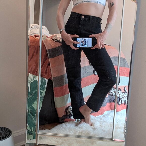 DOEN Black HIGH RISE Stovepipe Cigarette JEANS- NO STRETCH 27 - Picture 3 of 10